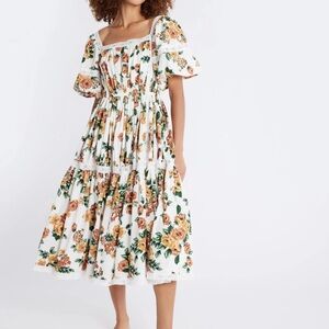 Mille Resort Wear Puff Sleeve Maxi Dress Cotton Size S